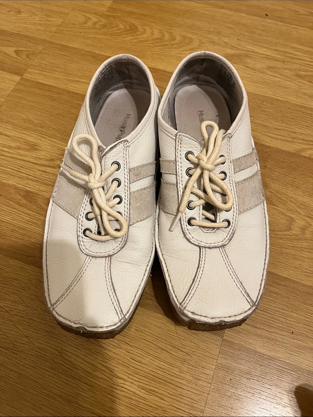 Hush Puppies Cream Lace-Up Casual Sneakers